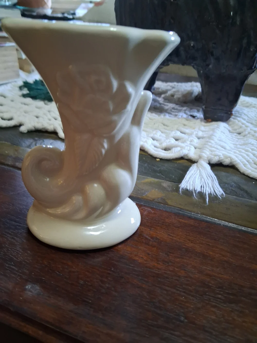 Vintage USA Pottery Cornucopia Bud Vase